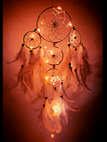 White and Brown 4 Tier Dream Catcher with Pretty Lights