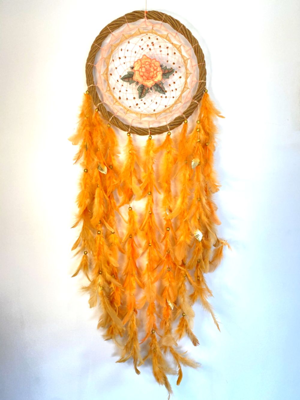 Peach Flower with Wreath Ring Large Dream Catcher