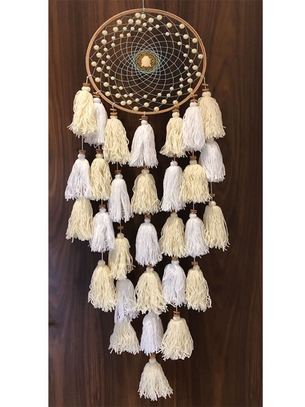 White Buddha with Dangles Large Dream Catcher