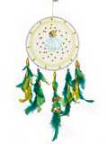 Green & Yellow with Gold Elephants Dream Catcher with Pretty Lights