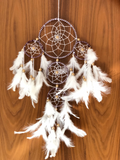 White and Brown 4 Tier Dream Catcher with Pretty Lights