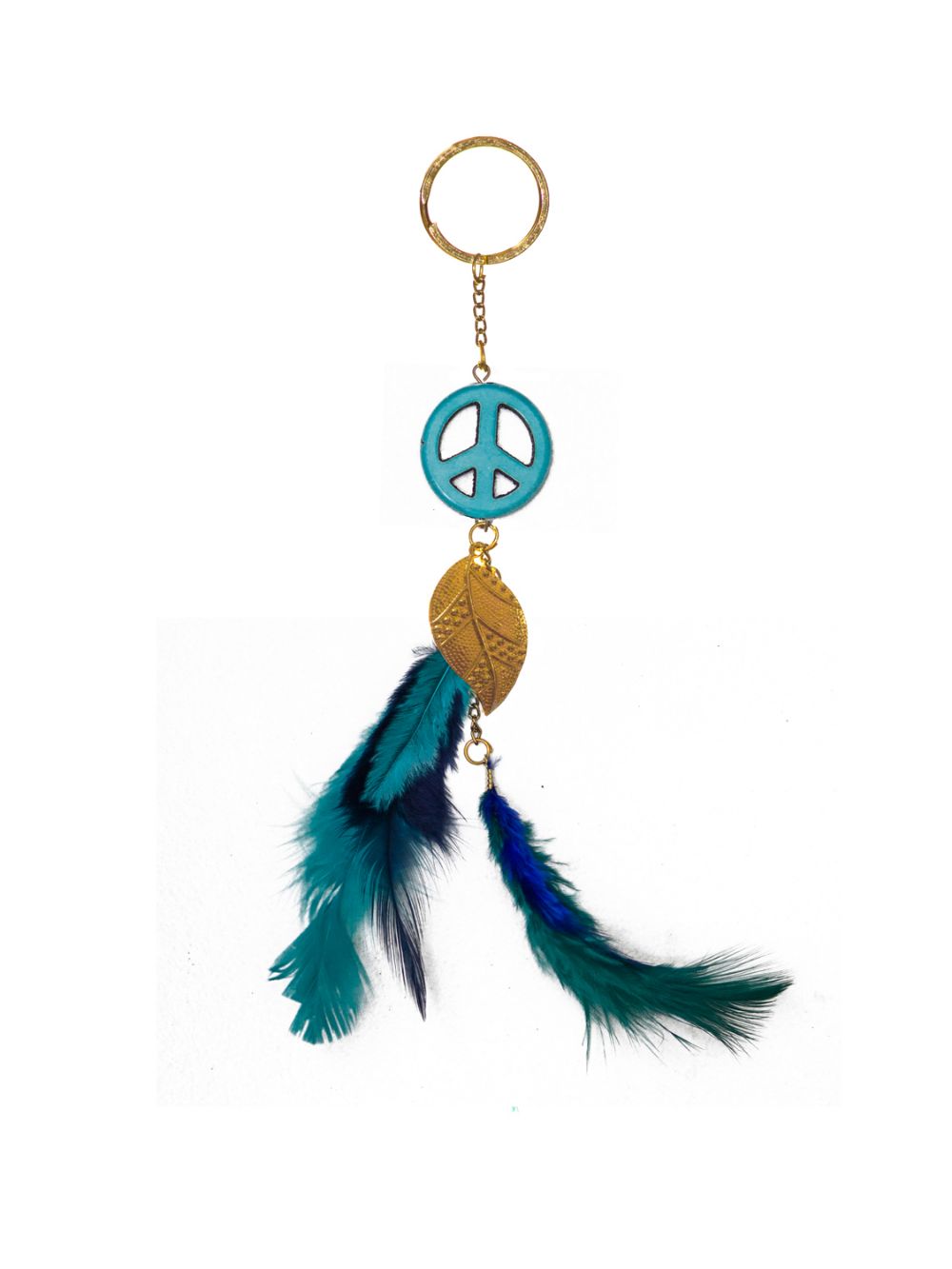Peace Blue Green Dream Catcher Keychain