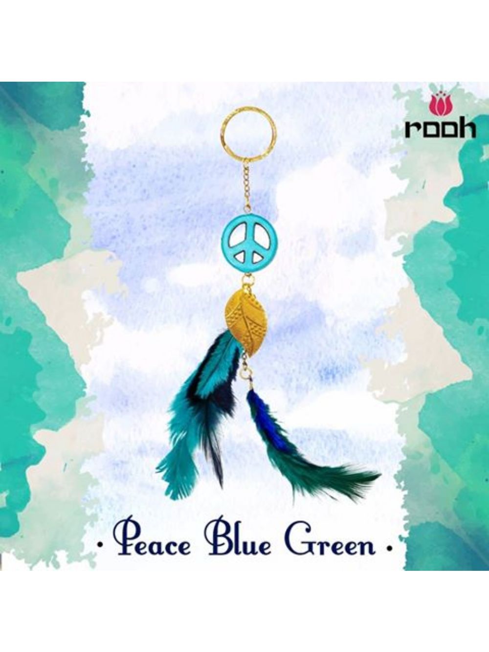Peace Blue Green Dream Catcher Keychain