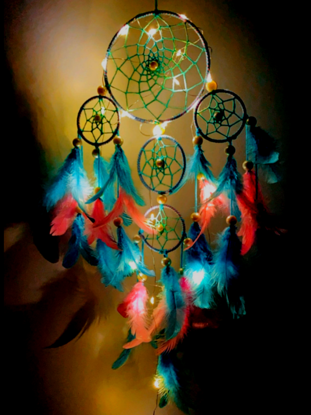 Large Pastel 4 Tier Dream Catcher with Pretty Lights
