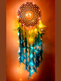 Large Blue Healing Tree Dream Catcher with Pretty Lights